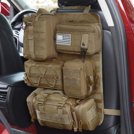Tactical Car Seat Back Organizer, 2025 Upgrade Tactical Vehicle Panel Organizer with 5 Detachable Molle Pouch for Car Truck Ford Jeep Vehicle