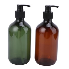 FRCOLOR 2pcs Empty Lotion and Shampoo Bottles with Screw Pump Durable Reusable Containers for Shower Gel Liquid Soap Bathroom and Travel Use