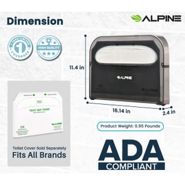 Alpine Toilet Seat Cover Dispenser - Wall Mount Disposable Toilet Seat Cover Holder For Commercial And Residential Use, Half Fold.