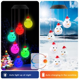 PACETAP Christmas Solar Wind Chimes,Christmas Wind Chimes Outdoor, Color Changing Led Solar Wind Chimes,Hanging Outdoor Christmas Decor,New Year Garden Decoration for for Children/Mom