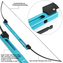 ZSHJGJR 58" Folding Bow Tactical Survival Bow 35lbs with Aluminum Alloy Riser Archery Longbow Recurve Bow Right/Left Hand for Hunting Target Shooting (Blue)