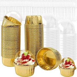 Moldes para Panqué,Moldes Para Magdalenas Con Tapas,50 Juegos De 80 Ml De Tazas Grandes Para Hornear Con Cucharas,Copa para Magdalenas,Vasos Grandes para Magdalenas,con Cucharas,para Hornear,Magdalena