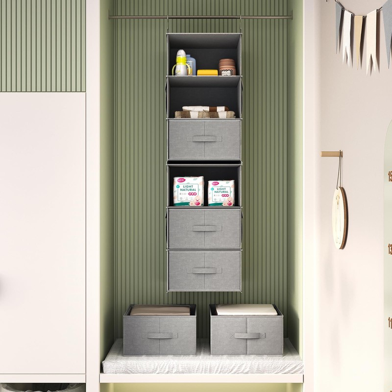 Vailando 6-Tier Hanging Shelves for Closet, Two 3-Shelf Hanging Closet