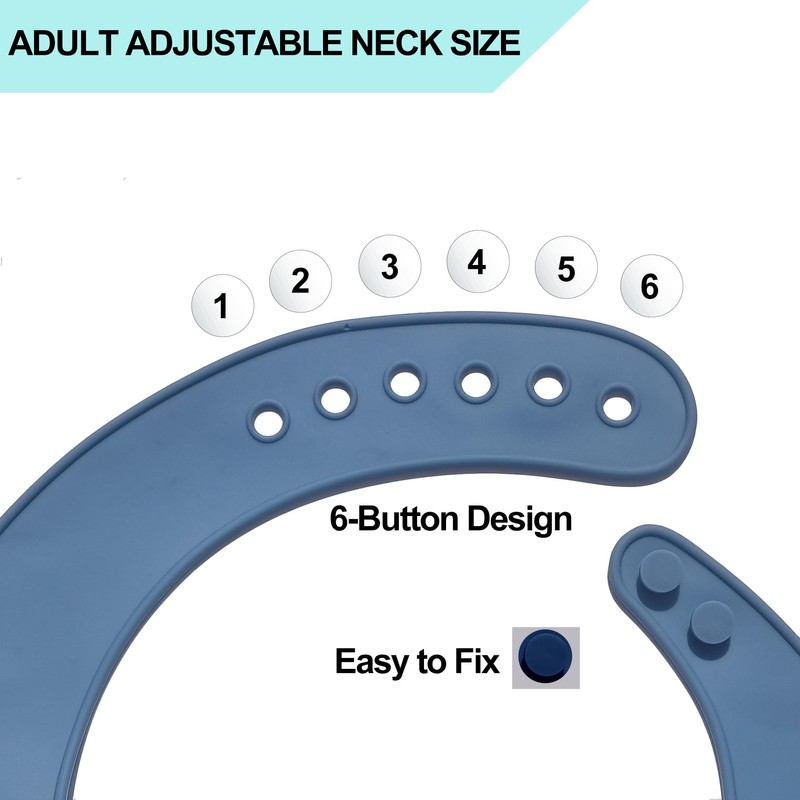 Tiwerlfe Silicone Adult Bib, Adjustable and Washable Bib for Men
