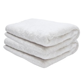 FERMALIFE Egyptian 100% Cotton Bath Towel - 27.5" x 55", 550 GSM, (Made in Türkiye), Soft, Great Absorbent, Quick Dry for Home, Spa, Hospitality, Hotel, Business, Travel, Dorm, Yoga (White, 2 Pack)