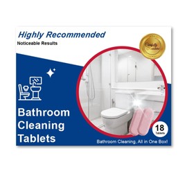 LAST8OTTLE Bathroom Cleaner Tablets (18-Pack) with bottle,Natural tartaric acid suitable for cleaning bathroom sinks, bathtubs, bathroom floors, walls, and toilet bowl. reusable,etc total 304oz