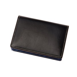 Kipris Business Card Holder (Through Gusset), Bridle Leather & Luga Shoulder, black/navy