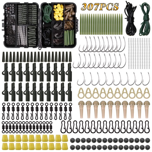 Shaddock 307pcs Fishing Hook Kit, Fishing Accessories Set Including Carp