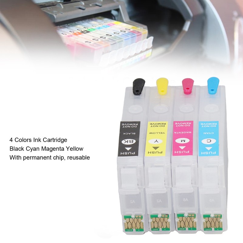 4 Colors Ink Cartridge with Permanent Chip Refill Printing Boxes