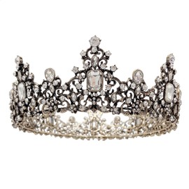 SH Jeweled Baroque Queen Crown for Women, Rhinestone Tiaras and Crowns Bronze Crystal Princess Birthday Tiara Headband Prom Hair Accessories