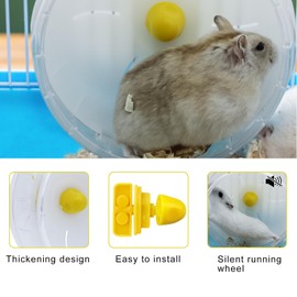 WishLotus Hamster Running Wheel, Silent Jogging Exercise Toy Hamster Cage Accessory for Drawf Hamster Golden Silk Shih Tzu Bear (Clear)