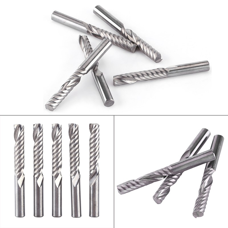 5pcs Tungsten Carbide End Mill Single Flute Spiral CNC Milling