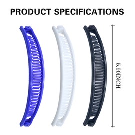 New 1st Choice 3 Pieces Clincher Banana Clip Grip Ponytail Accessory for Long Hair - Fishtail Shape Comb, Clamp for Women and Girls