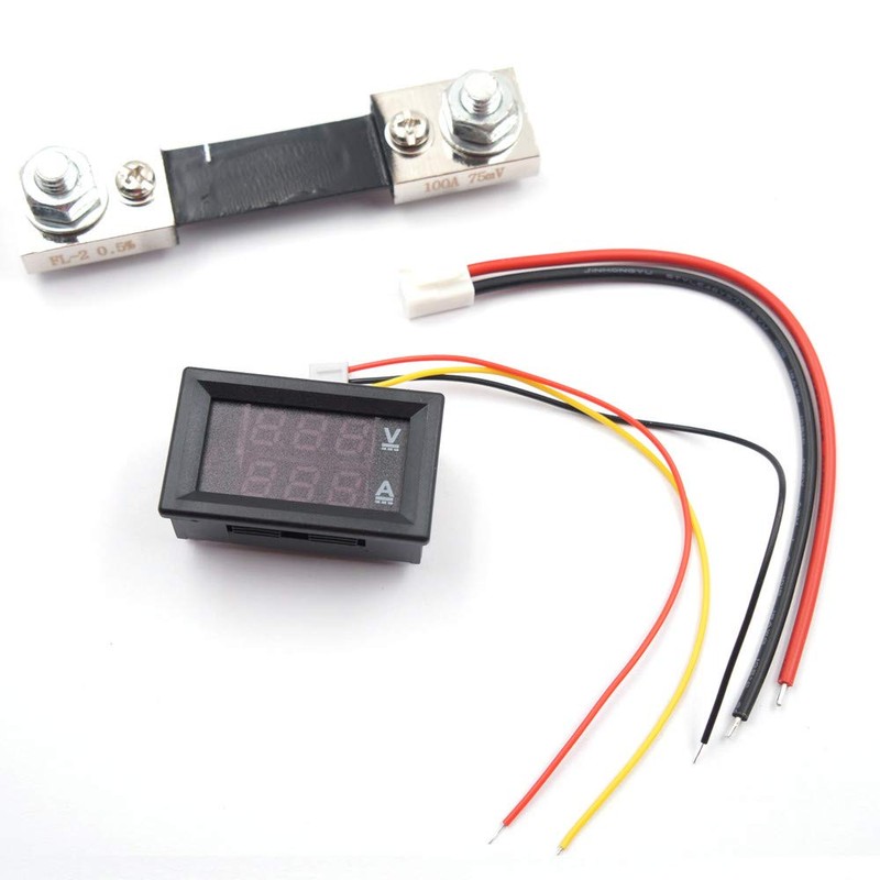 JacobsParts DC 100V 100A Voltmeter Ammeter Dual LED Display Panel