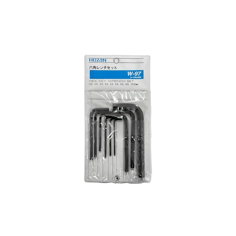 Hozan W-97 9-Piece Hex Wrench Set with Ring
