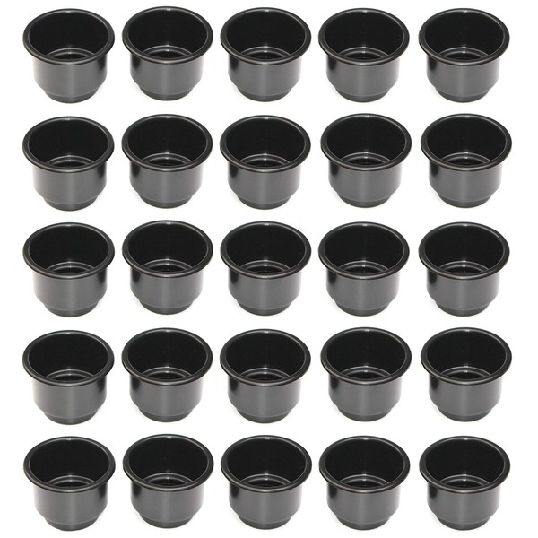 JSP Manufacturing 3 5/8 Black Jumbo Cup Boat RV Car Truck Poker Pool Table Sofa Inserts Large Size - 100 Pack (100)