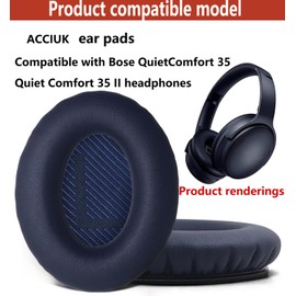Replacement Ear Pads Compatible with Bose QuietComfort 35/Quiet Comfort 35 II (qc 35/QC35 II) Headphones, high Density Memory Cotton, Soft Leather, Adaptive soundproofing Ear Pads (Blue)