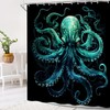 Octopus Shower Curtain Green Octopus Tentacles Ocean Vintage Sea Wildlife