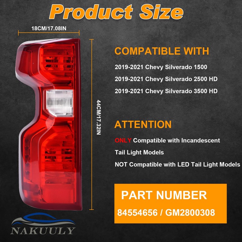 Nakuuly Tail Light Halogen Type Compatible With 2019 2020 2021