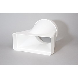 NaplesUK 220mm x 90mm Megaduct Flat Channel Ducting to 150mm Straight Round Connector - White Plastic