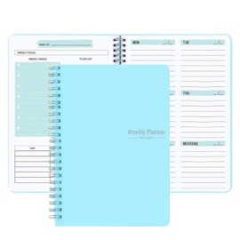 NASHRIO Weekly Planner Notebook, 52 Weeks Undated To Do List Notebook, A5 Planning Pad Checklist Productivity Organizer 52 Pages for Students, Work, Fitness,Productivity (blue)