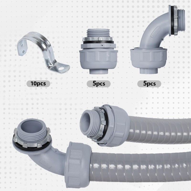 Neorexon Liquid-Tight Conduit and Connector Kit 1/2inch 150ft, Flexible Non