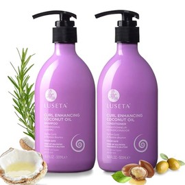 Luseta Curly Hair Shampoo and Conditioner Set with Coconut Oil, Unlimited Bounce and Definition for wavy and Coily hair, Reduce Frizz and Repair Dry H