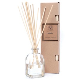 Eco Candle Co. Reed Diffuser Set, Bonfire, 4 oz. - Scents of Smoldering Wood, Smoke, & Incense - Premium Phthalate Free Fragrance & Essential Oil Blends, 12 Reeds, Recycled Box