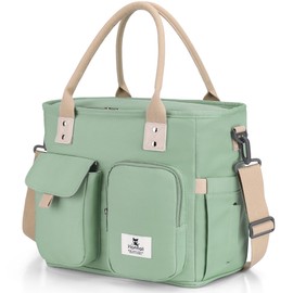 Hafmall Large Insulated Lunch Bag for Women, Leakproof Lunch Box for Men, Wide Opening Lunch Tote Bag with Shoulder Strap, Reusable Adult Lunch Bag For Work, Picnic, Green