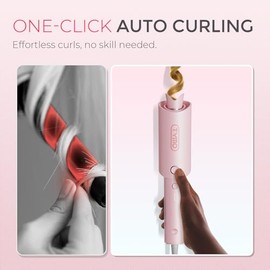 TYMO Automatic Rotating Curling Iron - TYMO CURLPRO Beach Waves Curling Wand, Portable Hair Curler, 500 Million Ionic, Dual Voltage & Lightweight for 