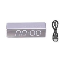 EG-010 Bluetooth Clock Speaker with LED Mirror Portable Drop Proof Bluetooth Speaker for Bedroom and Office blanche