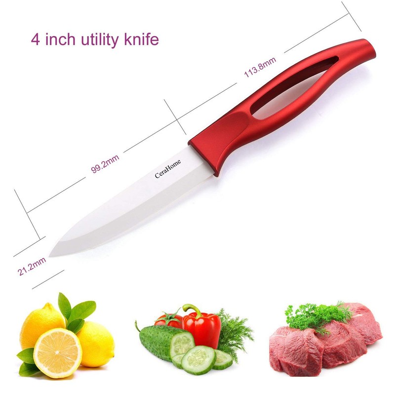 Cerahome Ceramic knife, Ceramic kitchen Knife Set with Sheath Super
