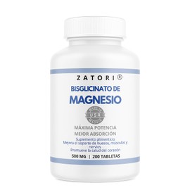 Zatori  Bisglicinato de Magnesio 500 mg  Alta absorción  200 tabletas                                                                                 