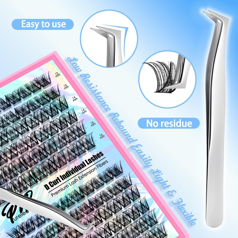 PURELEOR Individual Cluster Lashes Kit Lash Extensions Set DIY Multiple