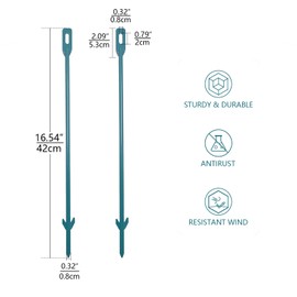 Pack of 2 Metal Yard Sign Stakes, Length 16.5 Inches Thickness 0.3 Inches for Ground Yard Lawn, Rust, Wind & Dust Resistant Sturdy Metal Stake, Not Easy to Shake, Color Available