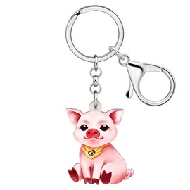 RAIDIN Acrylic Cute Pig Keyring for Women Pig Key Ring Gifts for Car Purse Bags Keys Pets Lovers, Casperle