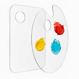 Set 2 Paletas Acrílicas Transparentes, Paleta para Pintura 30 x 20 cm, Paleta Acrílica para Pintura Óleo Profesional, Paleta para Manualidades, Agujero para Pulgar, Antiadherentes, Fácil de Limpiar,