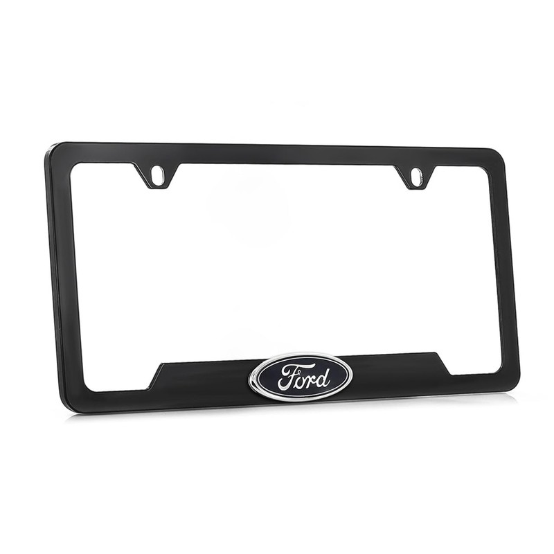 Ford Oval Black & Chrome 3D Badge Black Coated Metal