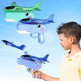POYIPI 2 Pack Airplane Launchers Toy for Kids Toy Plane Outdoor Toys for Boys Flying Toys Birthday Gifts for Boys Girls 4 5 6 7 8 9 10 11 12 Year Old