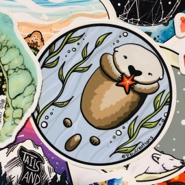 Paula Beltz Creations Animal Vinyl Sticker Lot. 16 Pack Of Animals Cats Dogs Horse Bears Turtle Otter