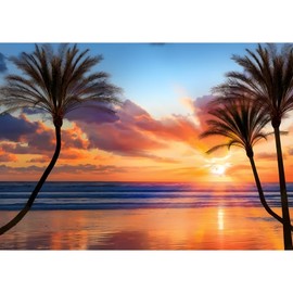 BOWETILE 5D Diamond Painting Pictures Landscape, Beach Diamond Painting Set for Adults and Children, Complete DIY Diamond Art Painting Embroidery Set for Cross Stitch Pictures, Home Decor, 40 x 30 cm