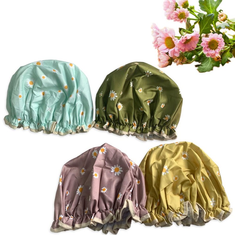 Gorro de Ducha Mujer 4 Piezas, Gorros para Regadera, Gorros