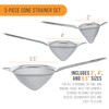 U.S. Kitchen Supply Set of 3 Stainless Steel Conical Strainers