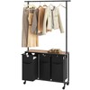 YATINEY Laundry Sorter, Rolling Laundry Hamper with Hanging Rack, Laundry