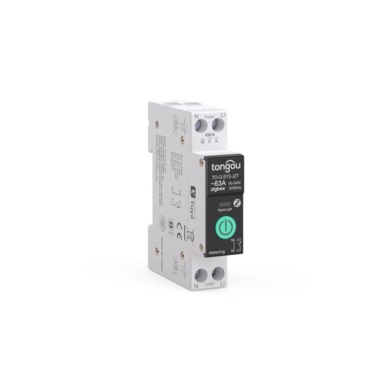 TONGOU 1P+N Smart ZigBee Switch,Over-current Protection,Work with Alexa &Google Assistant