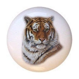 Royal Bengal Tiger - Critters Animals - DECORATIVE Glossy CERAMIC Cupboard Cabinet PULLS Dresser Drawer KNOBS
