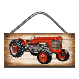 Wooden Sign Hanging Wall Art Massey Ferguson 65 Vintage Tractor Illustration Birthday Occasion Wall Plaque Gift Present