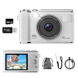 4K Digital Camera, Real 50MP Vlogging Camera with 32G TF Card, 16x Zoom, AF Auto Focus, Anti-Shake Display, 2.83 Inch LED Display, Flash, Camera