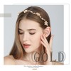 Haomye Gold Thin Headband Crystal Flower Headbands Rhinestone Pearl Wave