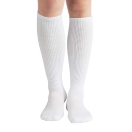 Athlemo 6Pairs Bamboo Moisture Wicking Compression Socks 8-15 mmHg for Men Knee High Socks 13-15 White